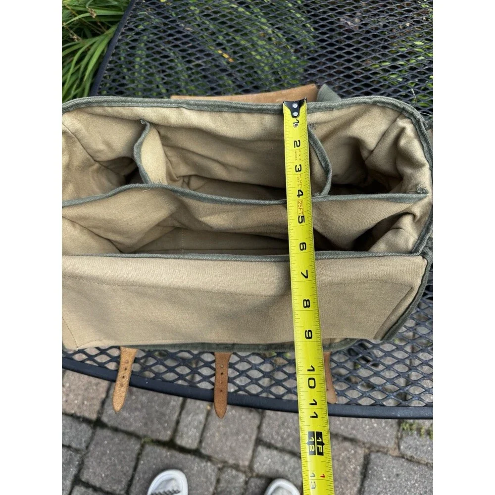 Vintage ORVIS Canvas Leather Duffle Fishing Shoulder Bag Khaki Made USA